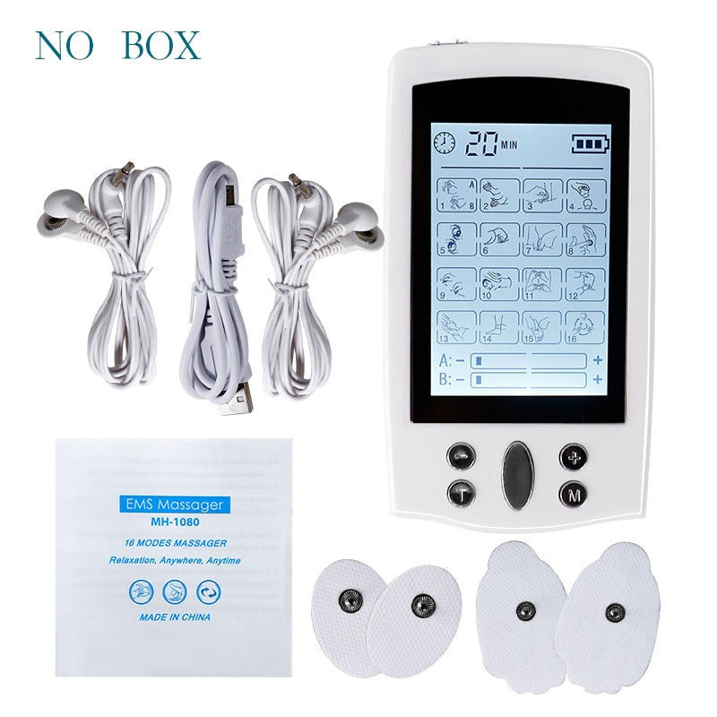 16 Modes Dual Output TENS Digital Meridian Massager Unit Pulse Muscle Stimulator Acupuncture EMS Physiotherapy Device Fat Burner