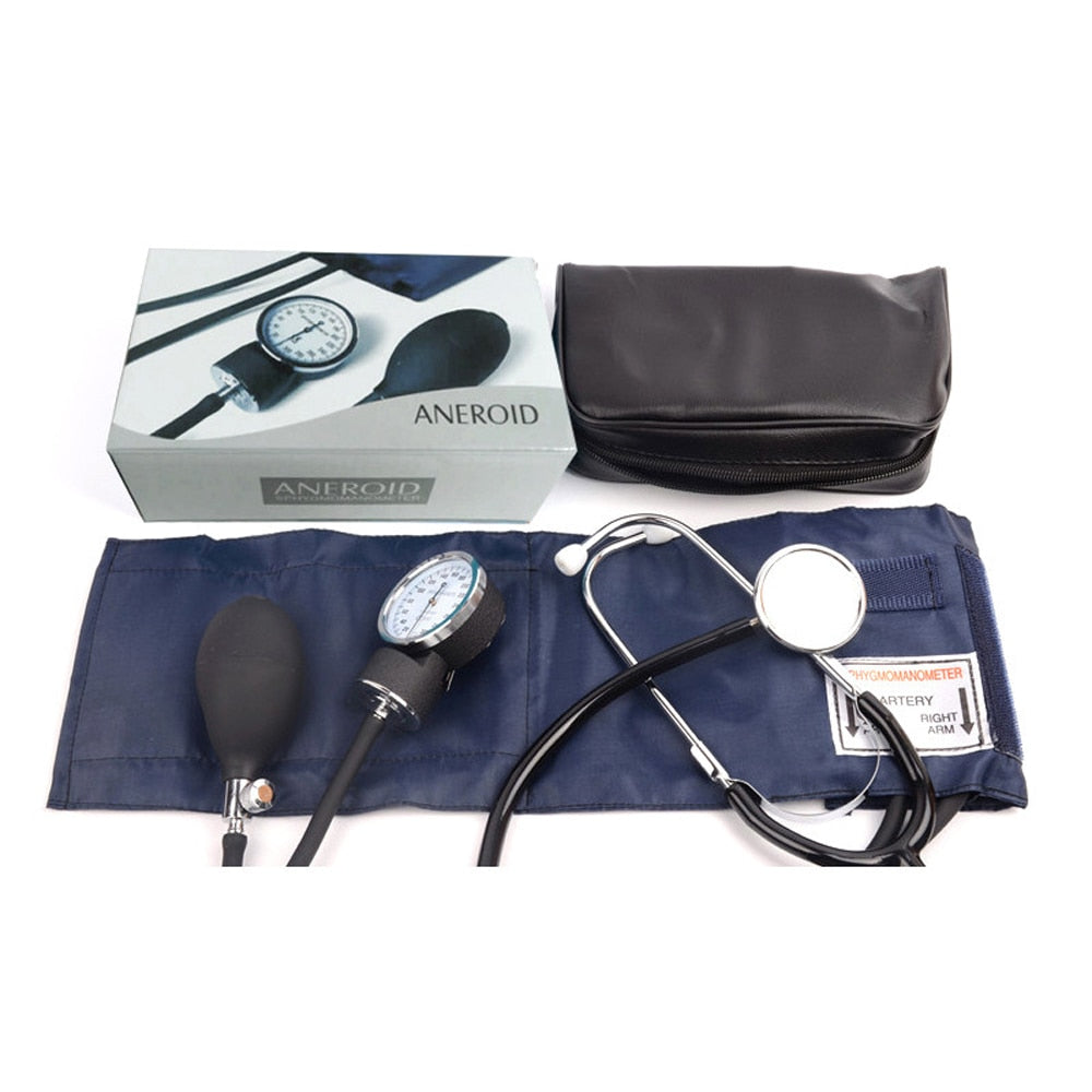 Household Medical Blood Pressure Monitor Measure Stethoscope Doctor Systolic Diastolic Arm Sphygmomanometer BP Tonometer