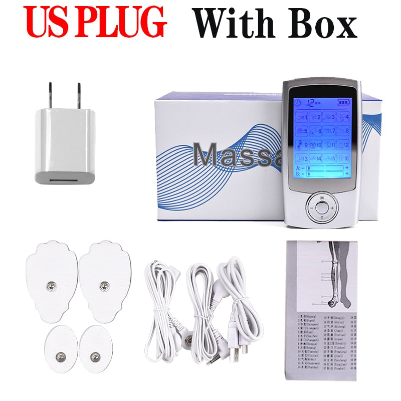 16 Modes Dual Output TENS Digital Meridian Massager Unit Pulse Muscle Stimulator Acupuncture EMS Physiotherapy Device Fat Burner