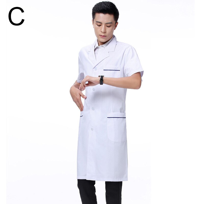 S-3XL 5Styles Single-breasted White Long Nurse Doctor Work Clothes With Pockets Simple Men Women Lab Overalls Uniform Wear