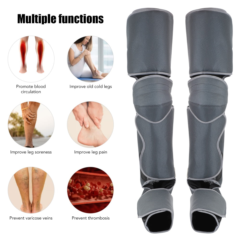 Air Pressure Leg Massager Hot Compress for Ankles Calves and Thighs Massage Shiatsu 360° Full Wrap Pain Relief