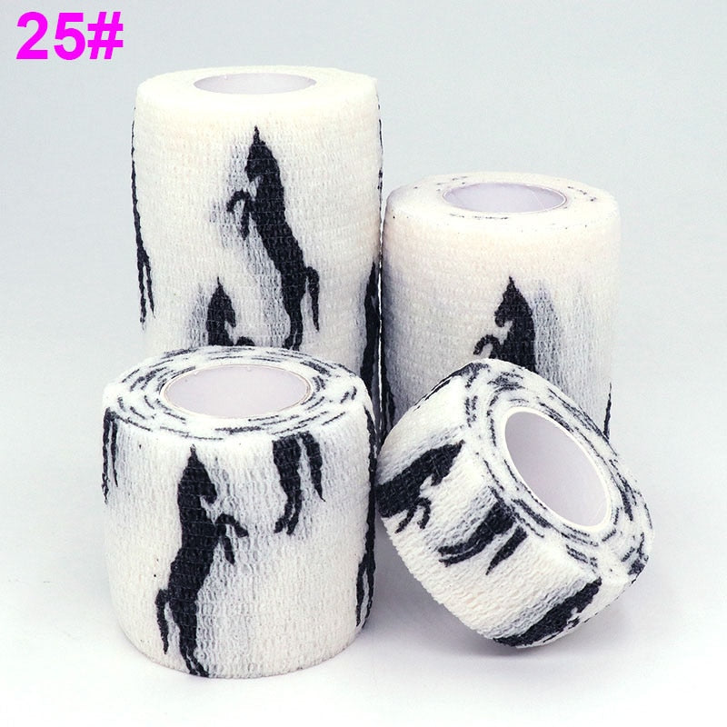 1 Pcs Printed Sports Knee Protector 4.8m Medical Therapy Elastic Bandage Colorful Self Adhesive Wrap Tape for Finger Joint Pet