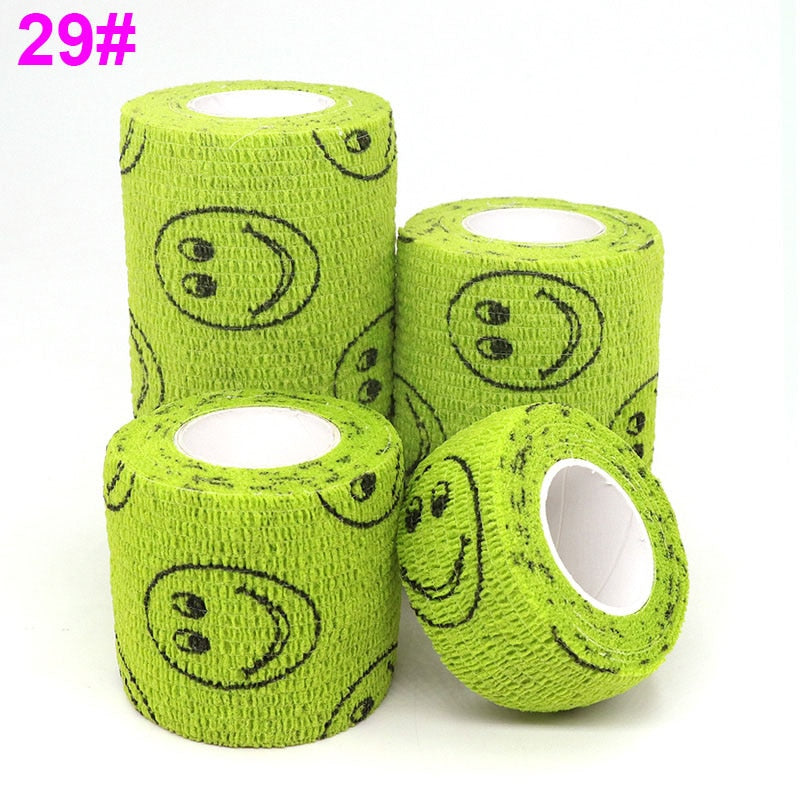 1 Pcs Printed Sports Knee Protector 4.8m Medical Therapy Elastic Bandage Colorful Self Adhesive Wrap Tape for Finger Joint Pet