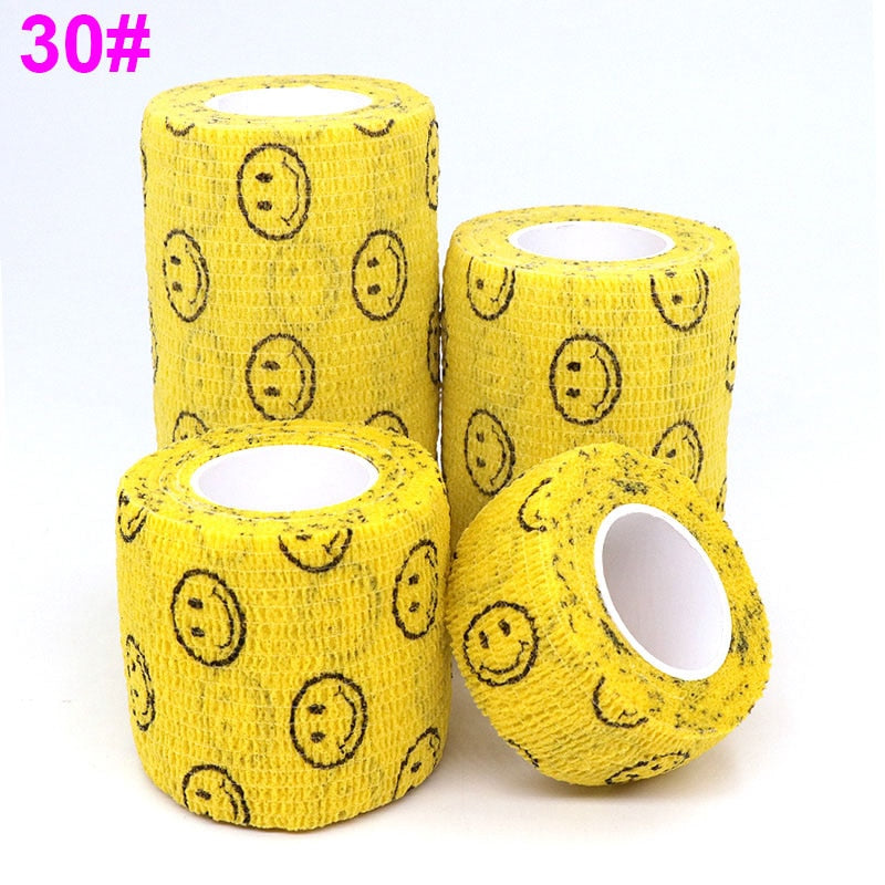 1 Pcs Printed Sports Knee Protector 4.8m Medical Therapy Elastic Bandage Colorful Self Adhesive Wrap Tape for Finger Joint Pet