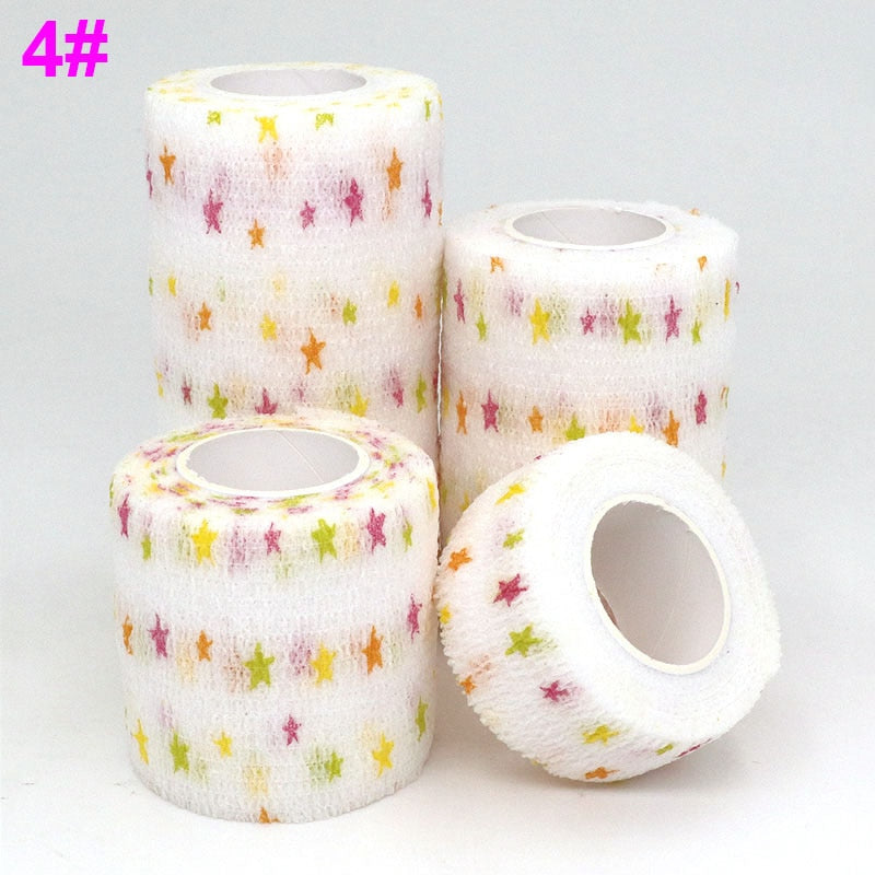 1 Pcs Printed Sports Knee Protector 4.8m Medical Therapy Elastic Bandage Colorful Self Adhesive Wrap Tape for Finger Joint Pet