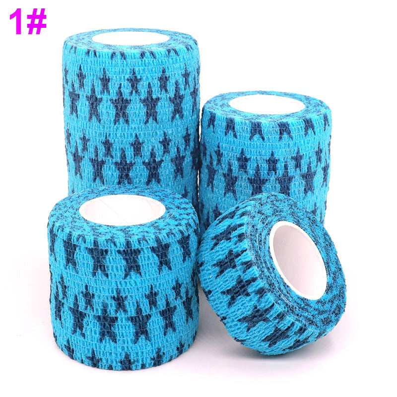 1 Pcs Printed Sports Knee Protector 4.8m Medical Therapy Elastic Bandage Colorful Self Adhesive Wrap Tape for Finger Joint Pet