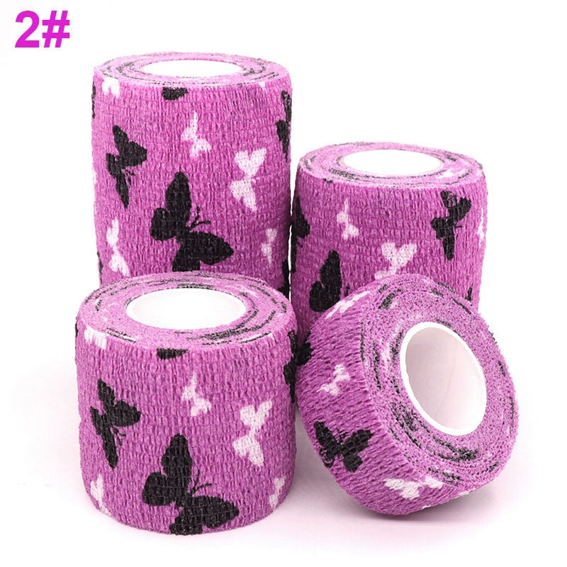 1 Pcs Printed Sports Knee Protector 4.8m Medical Therapy Elastic Bandage Colorful Self Adhesive Wrap Tape for Finger Joint Pet