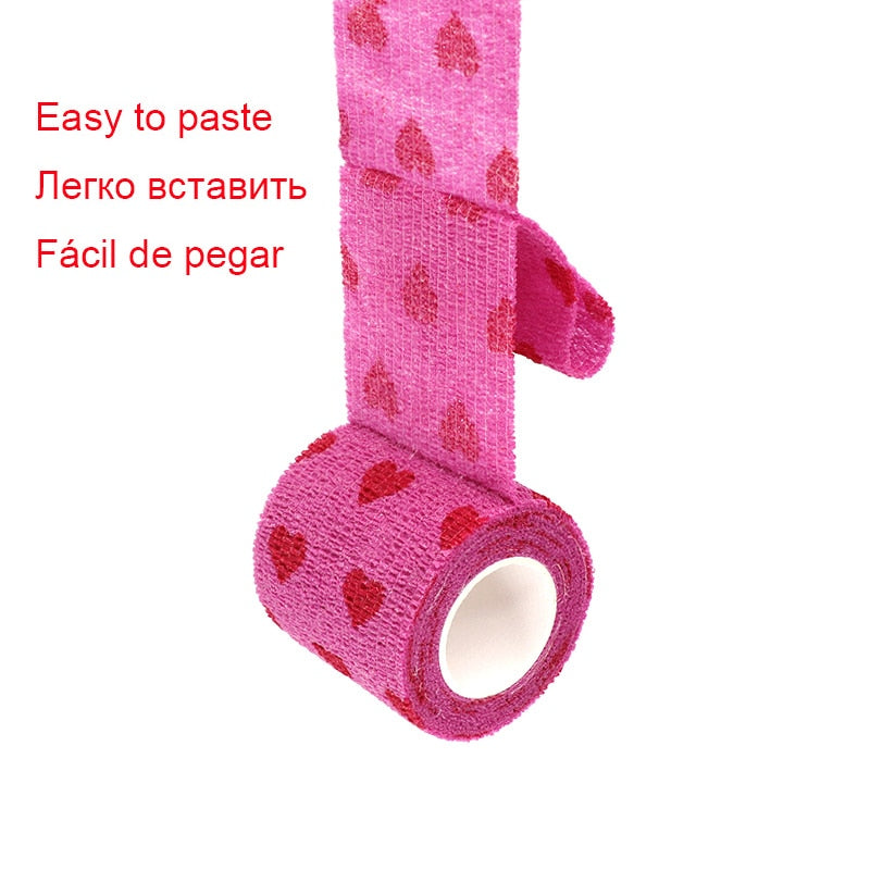 1 Pcs Printed Sports Knee Protector 4.8m Medical Therapy Elastic Bandage Colorful Self Adhesive Wrap Tape for Finger Joint Pet