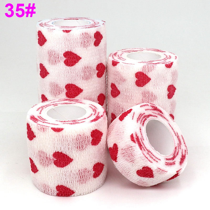 1 Pcs Printed Sports Knee Protector 4.8m Medical Therapy Elastic Bandage Colorful Self Adhesive Wrap Tape for Finger Joint Pet