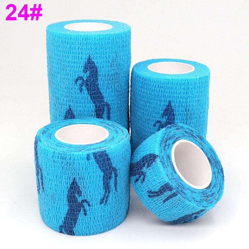 1 Pcs Printed Sports Knee Protector 4.8m Medical Therapy Elastic Bandage Colorful Self Adhesive Wrap Tape for Finger Joint Pet