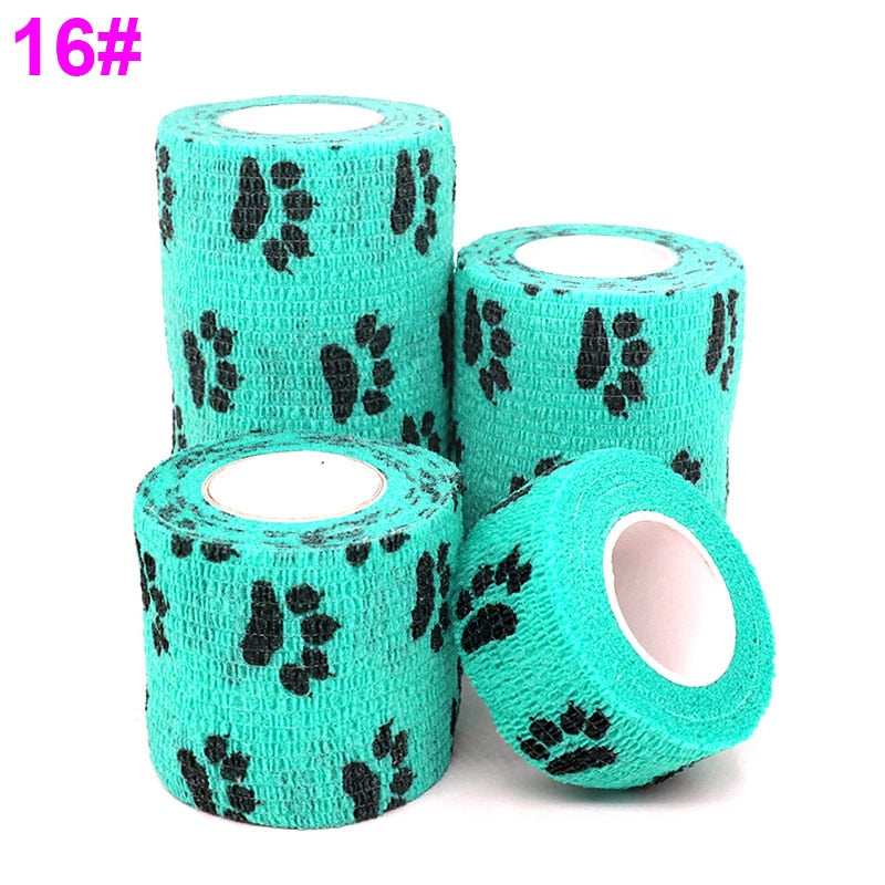 1 Pcs Printed Sports Knee Protector 4.8m Medical Therapy Elastic Bandage Colorful Self Adhesive Wrap Tape for Finger Joint Pet