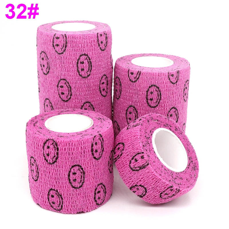 1 Pcs Printed Sports Knee Protector 4.8m Medical Therapy Elastic Bandage Colorful Self Adhesive Wrap Tape for Finger Joint Pet