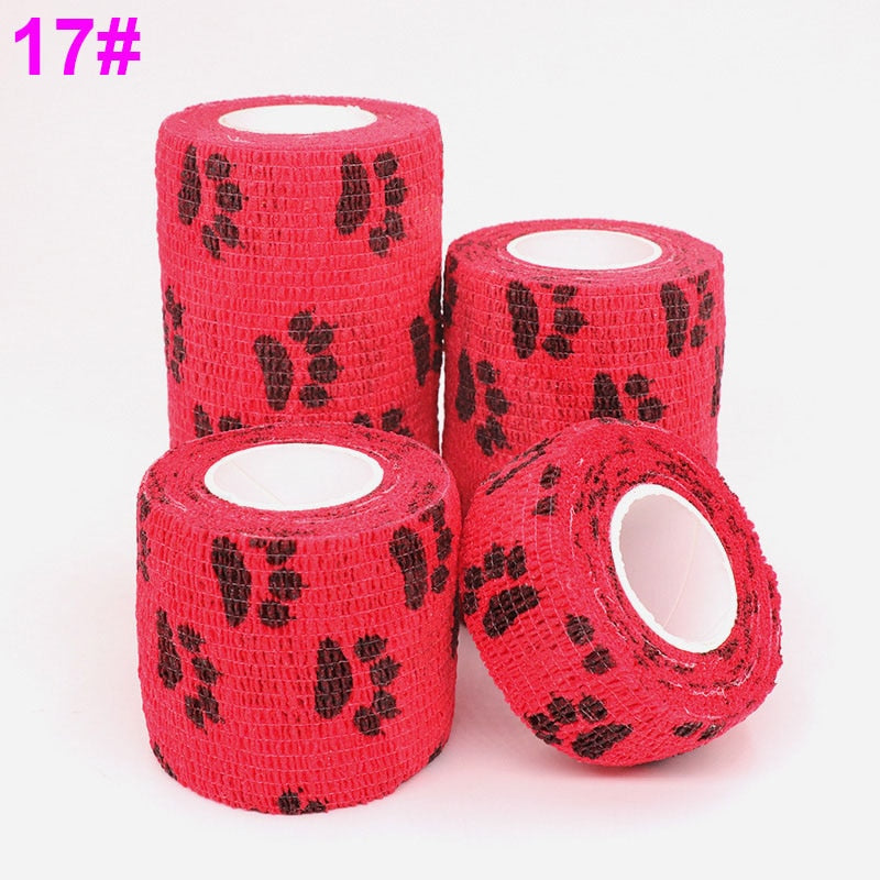 1 Pcs Printed Sports Knee Protector 4.8m Medical Therapy Elastic Bandage Colorful Self Adhesive Wrap Tape for Finger Joint Pet