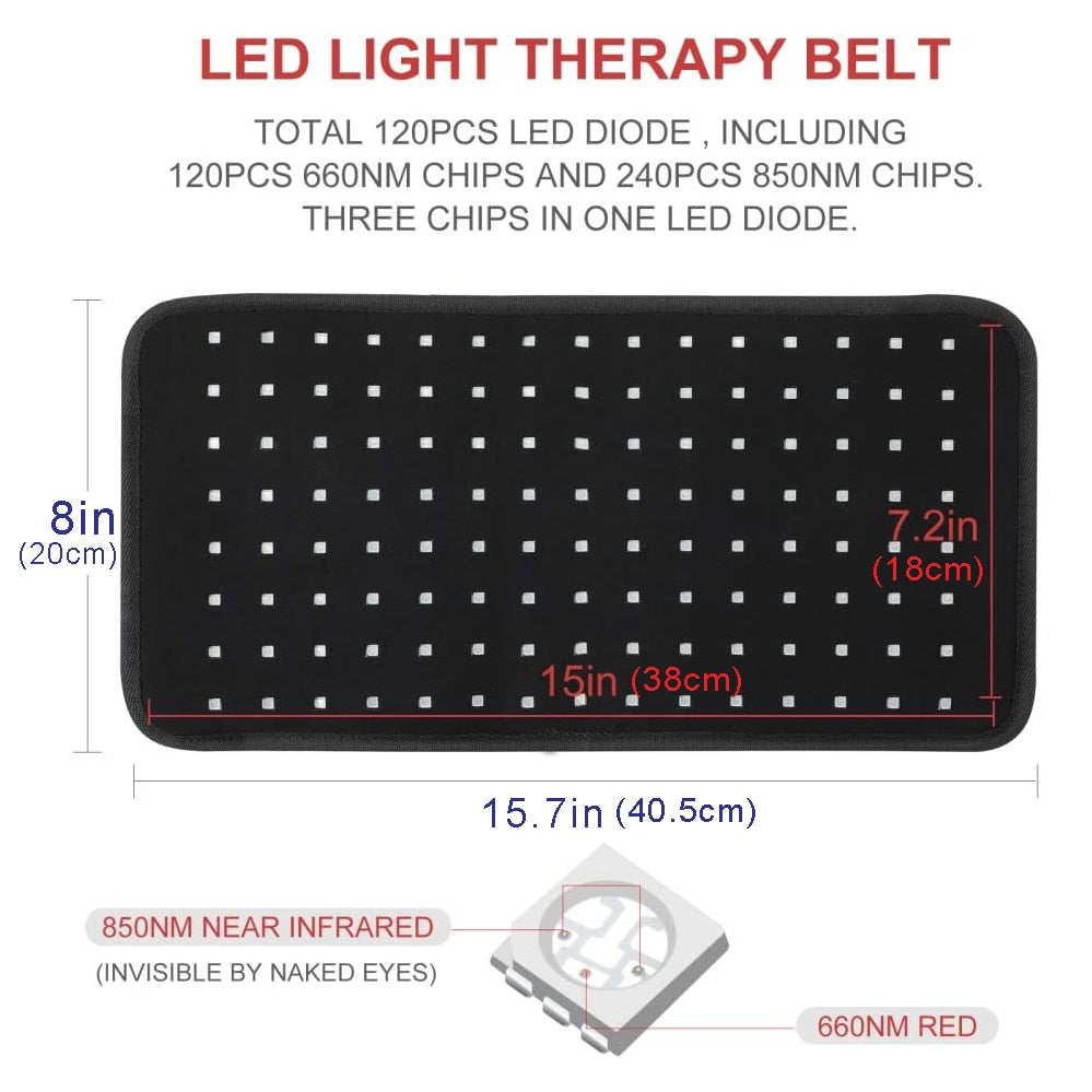 LOVTRAVEL 25W 660nm LED Red Light&850nm Near Infrared Light Therapy Devices Large Pads Wearable Wrap for Pain Relief