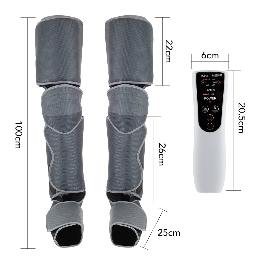 Air Pressure Leg Massager Hot Compress for Ankles Calves and Thighs Massage Shiatsu 360° Full Wrap Pain Relief