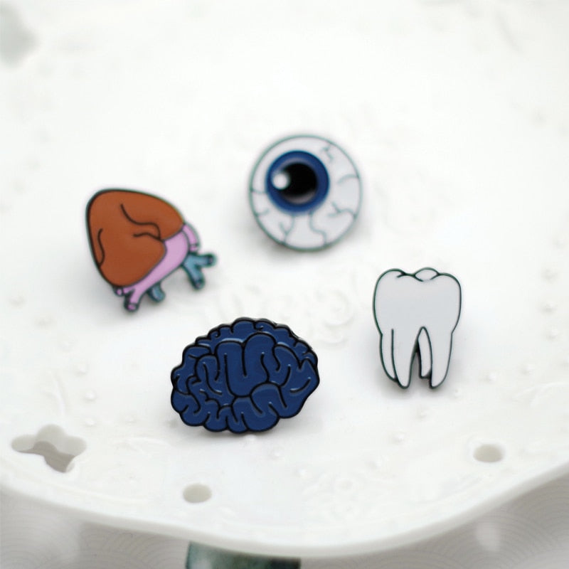 Organ Brain Eye Tooth Mini Stethoscope Brooch Enamel Pin For Doctor Nurse Dentist Jackets Collar Lapel Pin Badge Medical Jewelry