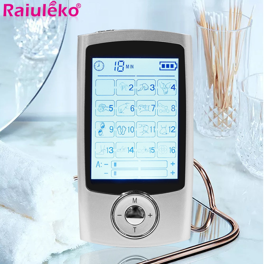 16 Modes Dual Output TENS Digital Meridian Massager Unit Pulse Muscle Stimulator Acupuncture EMS Physiotherapy Device Fat Burner