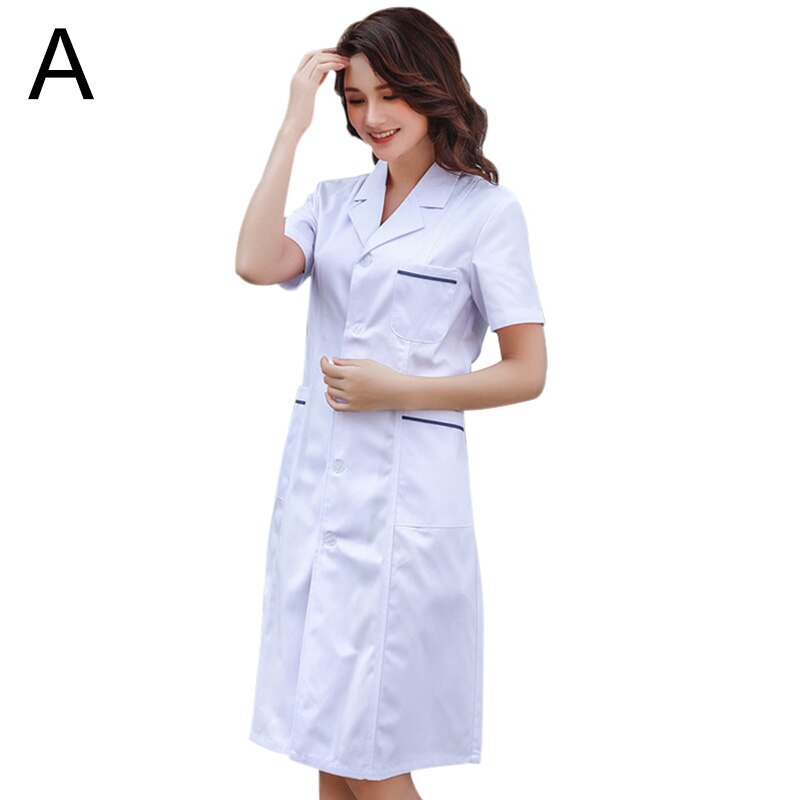 S-3XL 5Styles Single-breasted White Long Nurse Doctor Work Clothes With Pockets Simple Men Women Lab Overalls Uniform Wear