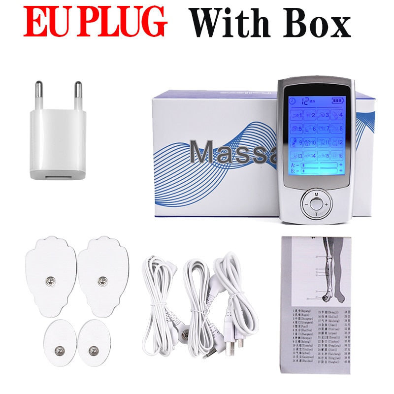 16 Modes Dual Output TENS Digital Meridian Massager Unit Pulse Muscle Stimulator Acupuncture EMS Physiotherapy Device Fat Burner