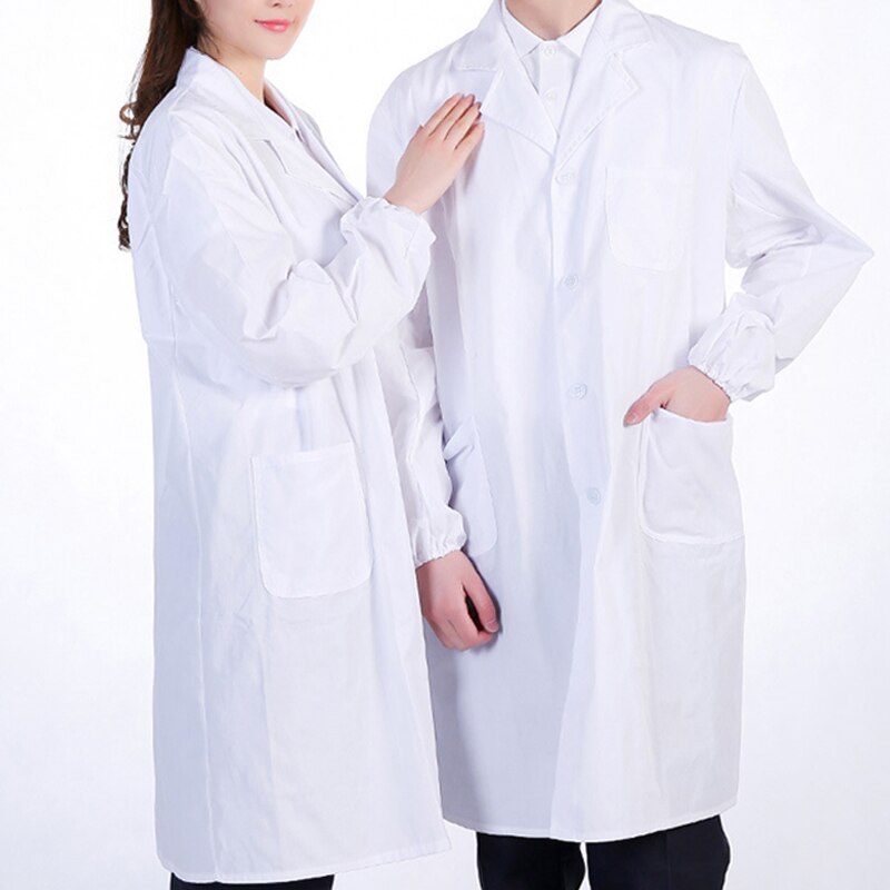 S-3XL 5Styles Single-breasted White Long Nurse Doctor Work Clothes With Pockets Simple Men Women Lab Overalls Uniform Wear