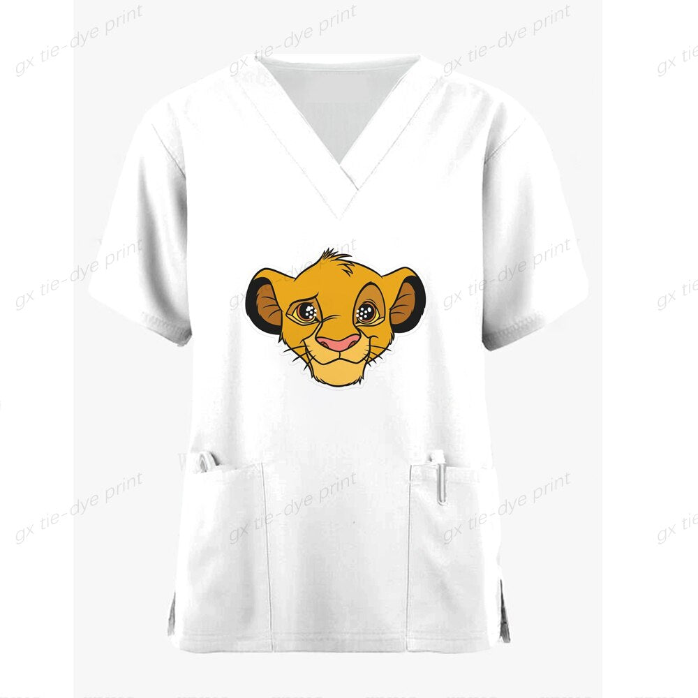 New pharmacy pet hospital nurse uniform Disney Lion King coat dentist work coat white coat spa uniform surgery uniform