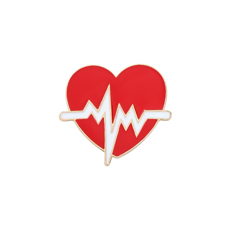 Stethoscope Brooch Doctor Nurse Enamel Pins Red Heart Electrocardiogram Collar Lapel Badge Unisex Medical Jewelry Gift Wholesale