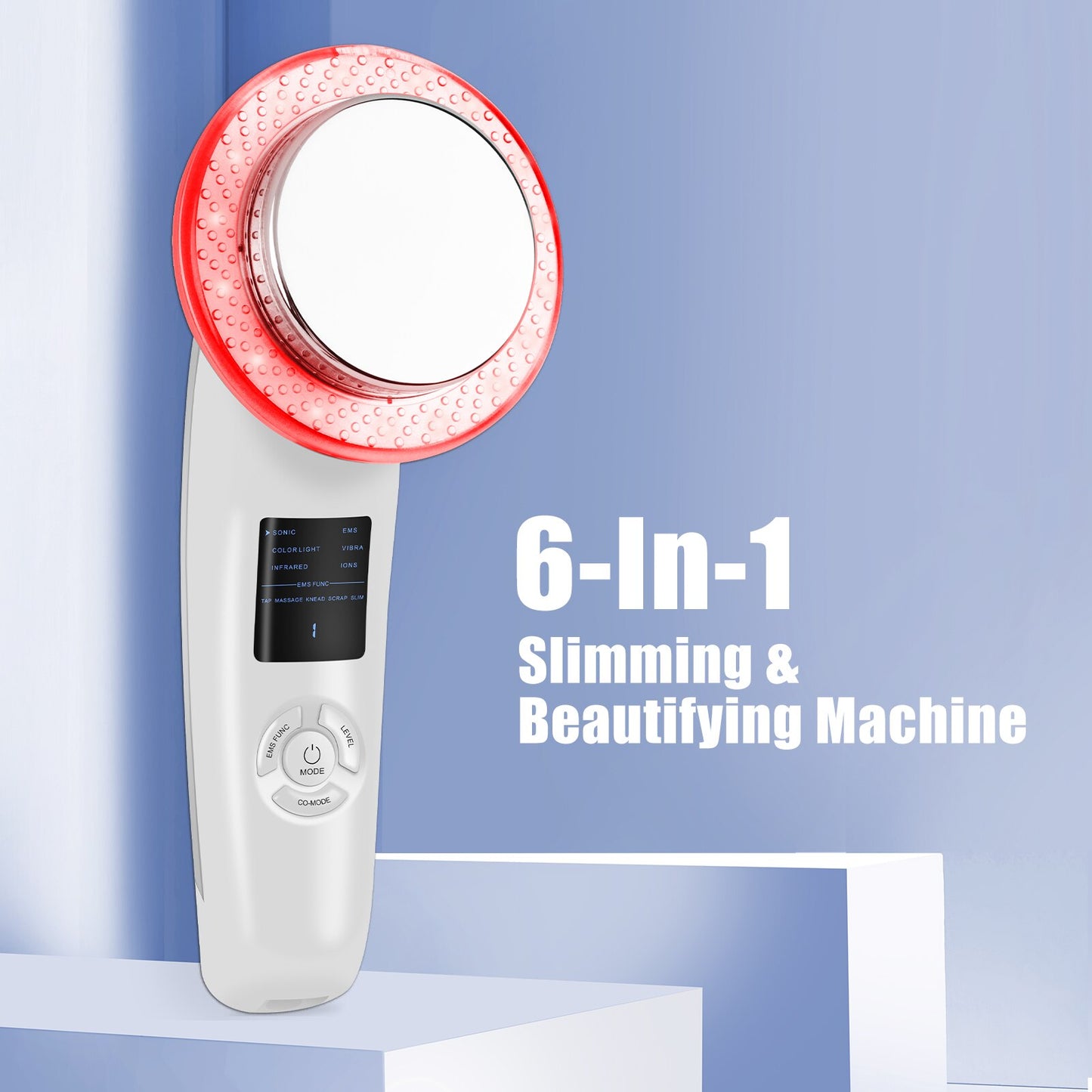 6 IN 1 EMS Ultrasonic Body Massager- RF Infrared 1Mhz Ultrasound Cavitation Fat Burning Weight Loss Device