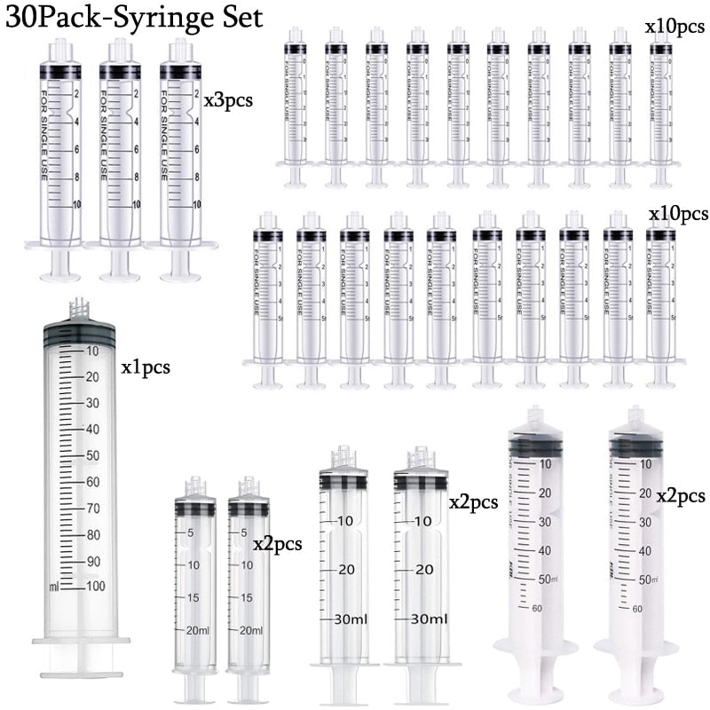 50Pack Syringes with 14ga-23ga Blunt Tip Needles With Syringe Caps and Needle Caps for Refilling