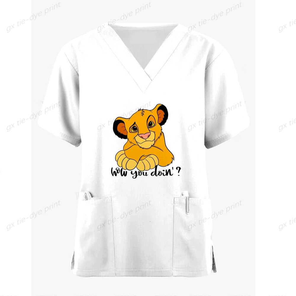 New pharmacy pet hospital nurse uniform Disney Lion King coat dentist work coat white coat spa uniform surgery uniform