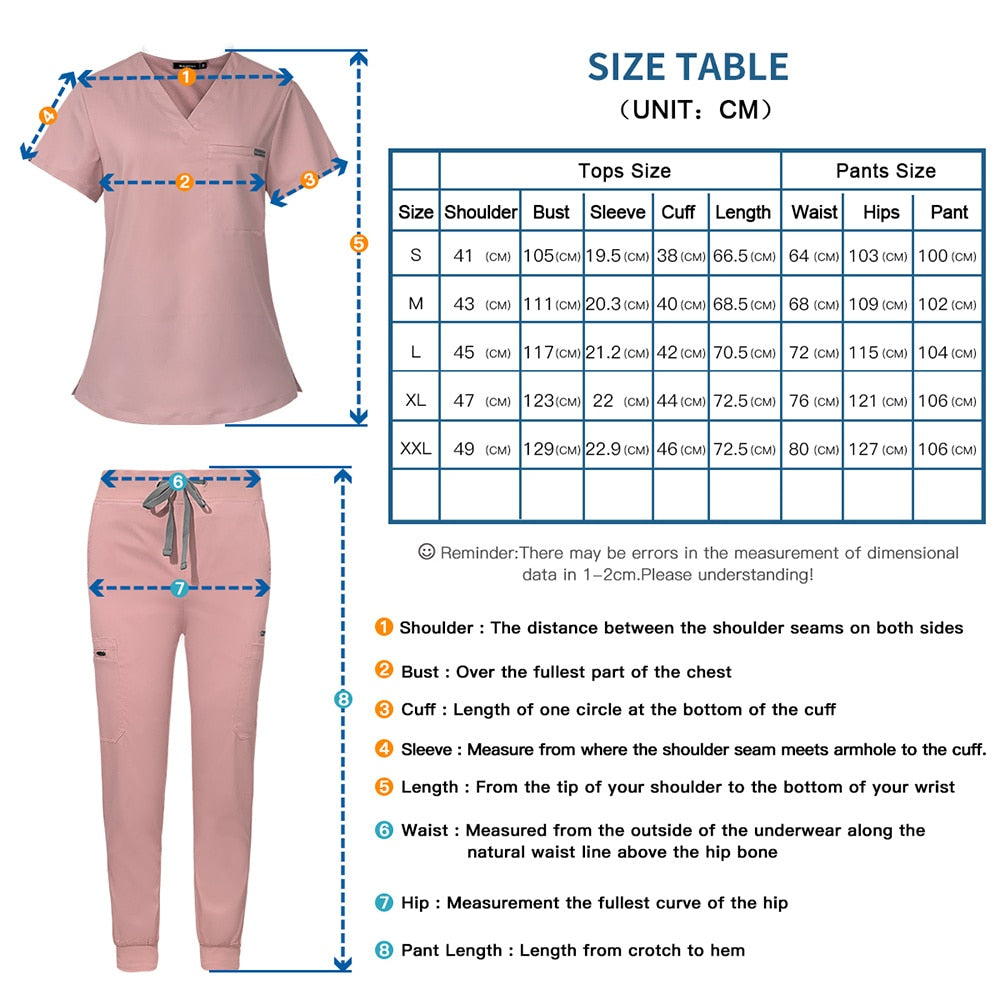 Unisex V-neck Scrubs Set Beauty Salon Work Uniform Nursing Scrub Suits Short Sleeved Pet Nurse Work Tops Pants Dentistry Uniform