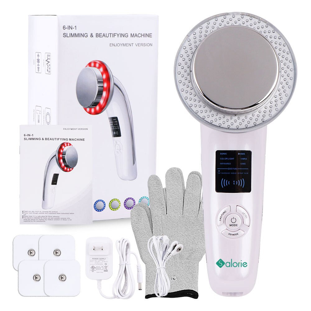 6 IN 1 EMS Ultrasonic Body Massager- RF Infrared 1Mhz Ultrasound Cavitation Fat Burning Weight Loss Device