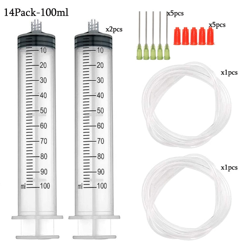 50Pack Syringes with 14ga-23ga Blunt Tip Needles With Syringe Caps and Needle Caps for Refilling