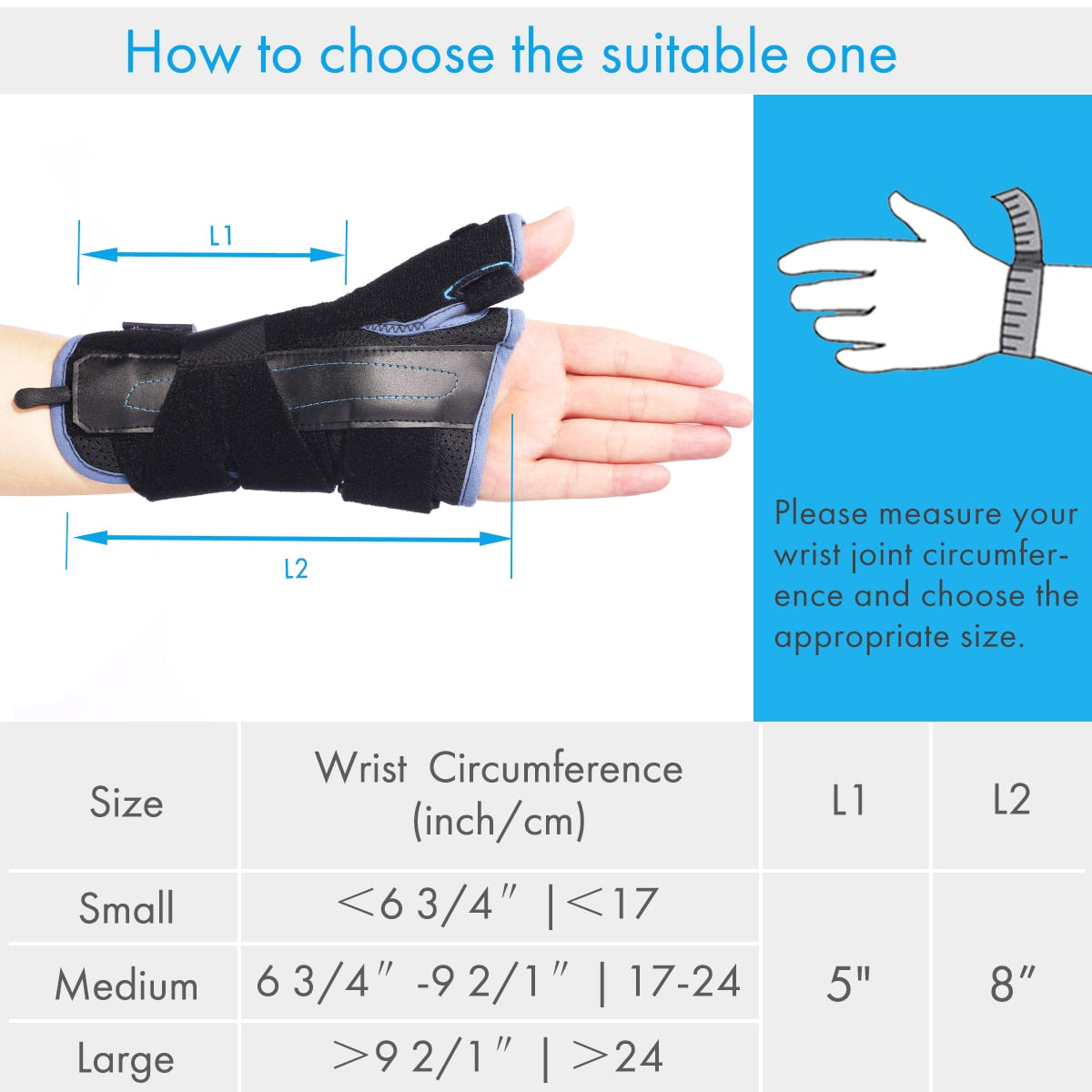 VELPEAU Thumb Wrist Brace Arthritis Wrist Splint For Relieve Pain And Prevent Sprain Hand Support Protector Lightweight Stable