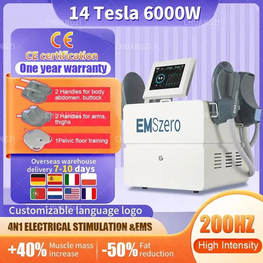 EMS Portable DLS-EMSlim 14 Tesla 4 NEO 6000W  Muscle slimming hip lift and body shaping massage machine emszero equipment