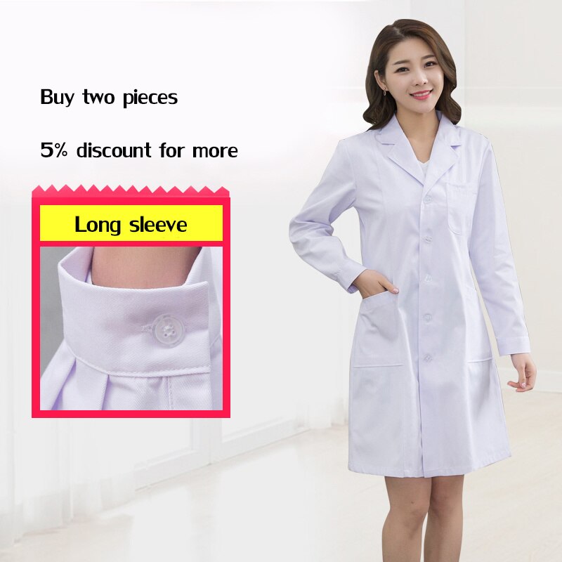 High Quality White Coat Lab Coat Hospital Doctor Slim Nurse Uniform Spa Uniform Nursing Uniform Scrubs Medical Uniforms Women