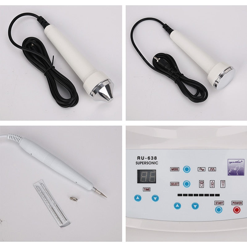 3 in 1 Ultrasonic Facial Massager Spot Tattoo Removal Anti Aging Wrinkle Face Skin Lifting 1mhz Ultrasound Beauty Device