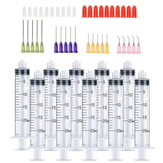 50Pack Syringes with 14ga-23ga Blunt Tip Needles With Syringe Caps and Needle Caps for Refilling