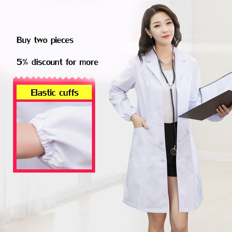 High Quality White Coat Lab Coat Hospital Doctor Slim Nurse Uniform Spa Uniform Nursing Uniform Scrubs Medical Uniforms Women