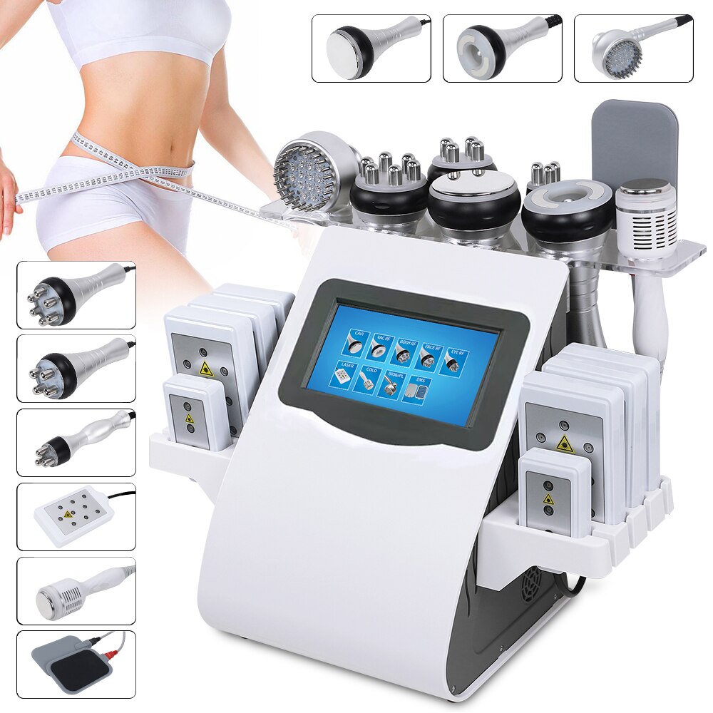 9IN1/6IN1 40K Ultrasonic Cavitation Lipo Vacuum Radio Frequency Laser 8 Pads Body Suction Slimming Machine