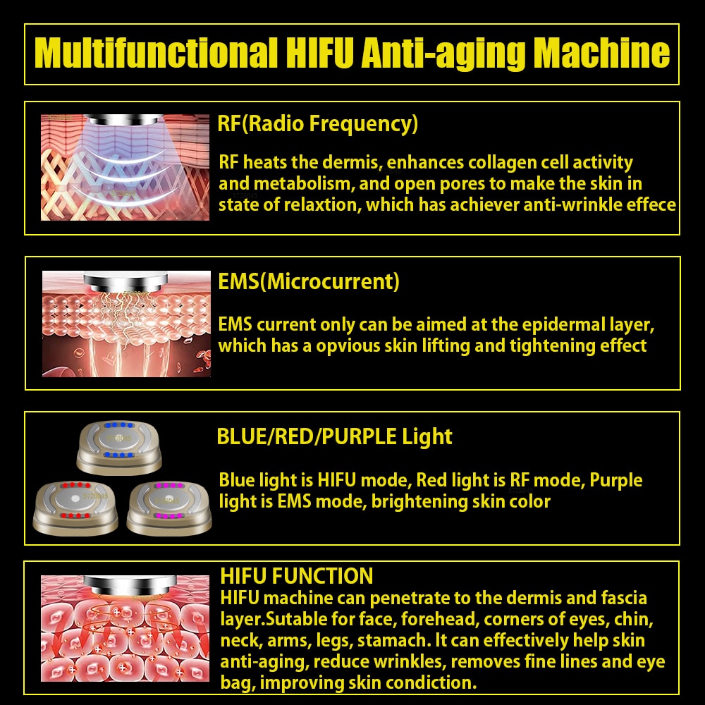 HIFU 2.0 Black Magic Mini HIFU Machine Ultrasound RF EMS Microcurrent Lifting Firming Tightening