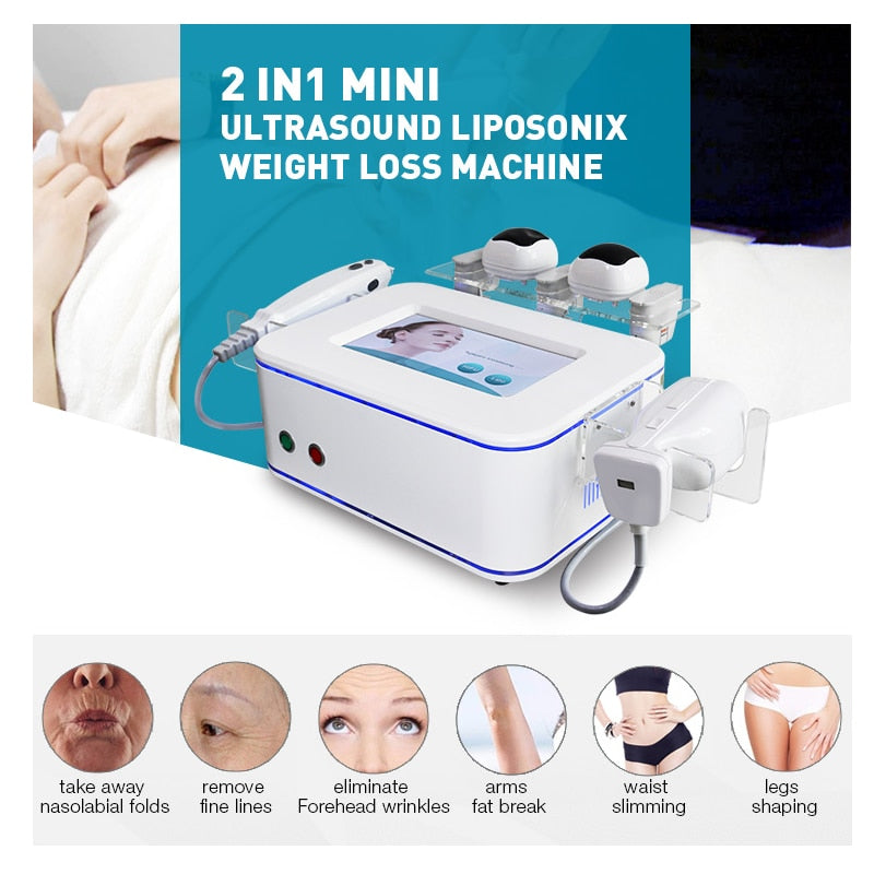 Mutifunctional 2 In 1 HIFI Ultrasound Liposonic Weight Loss Machine Multifunction Cavitation Face Lifting And Body Shaping