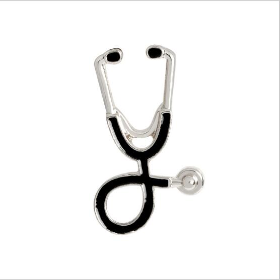 1PCS Elegant Doctor Nurse Stethoscope Brooch Pin Medical Jewelry Enamel Denim Jackets Collar Badge Button