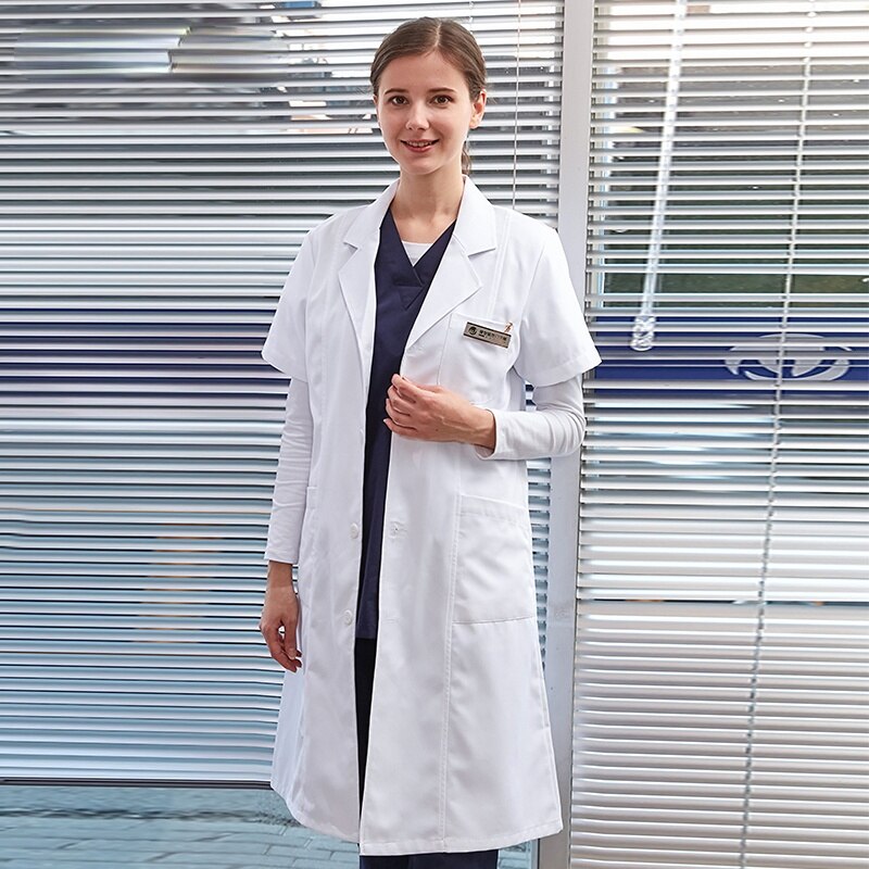 White coat long sleeve female doctor laboratory chemistry short sleeve summer thin style oral beauty salon division work clothes