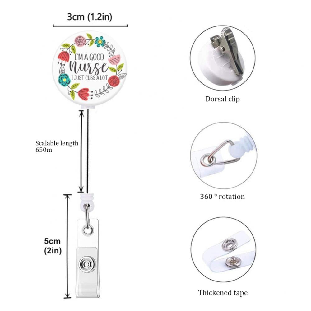 1PCS Retractable Pull Badge Nurse Cute Badge Reel Clip Badge Holder Yoyo Card Doctor ID Card Chain Clips School Student Office