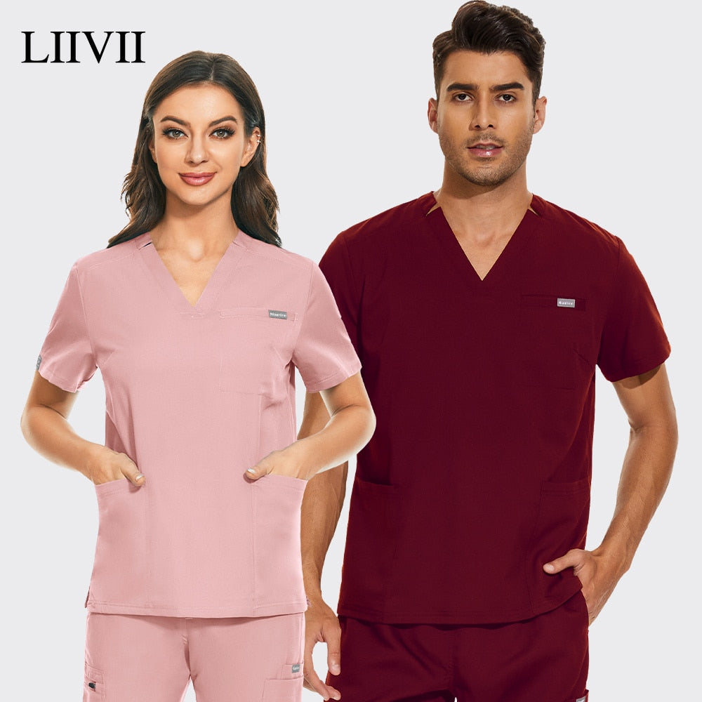 Nurse Uniform Scrubs Women Shirts Medical Scrubs Tops High Quality Men Pet Grooming Care Workwear Operating Room Surgical Blouse