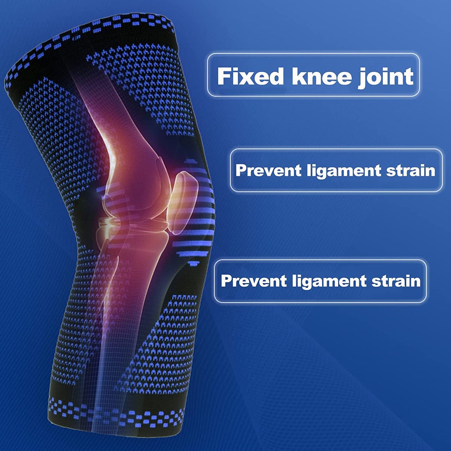 Knee Brace Support Compression Sleeve with Side Stabilizers