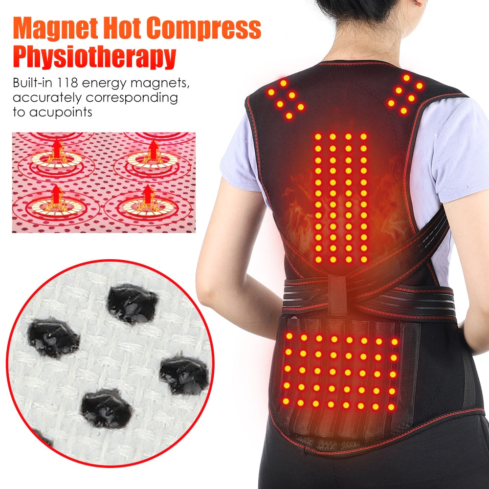 Self Heating Vest Tourmaline Therapy Waist Back Shoulder Posture Corrector Back Support Brace Belt Pain Relief Health Care