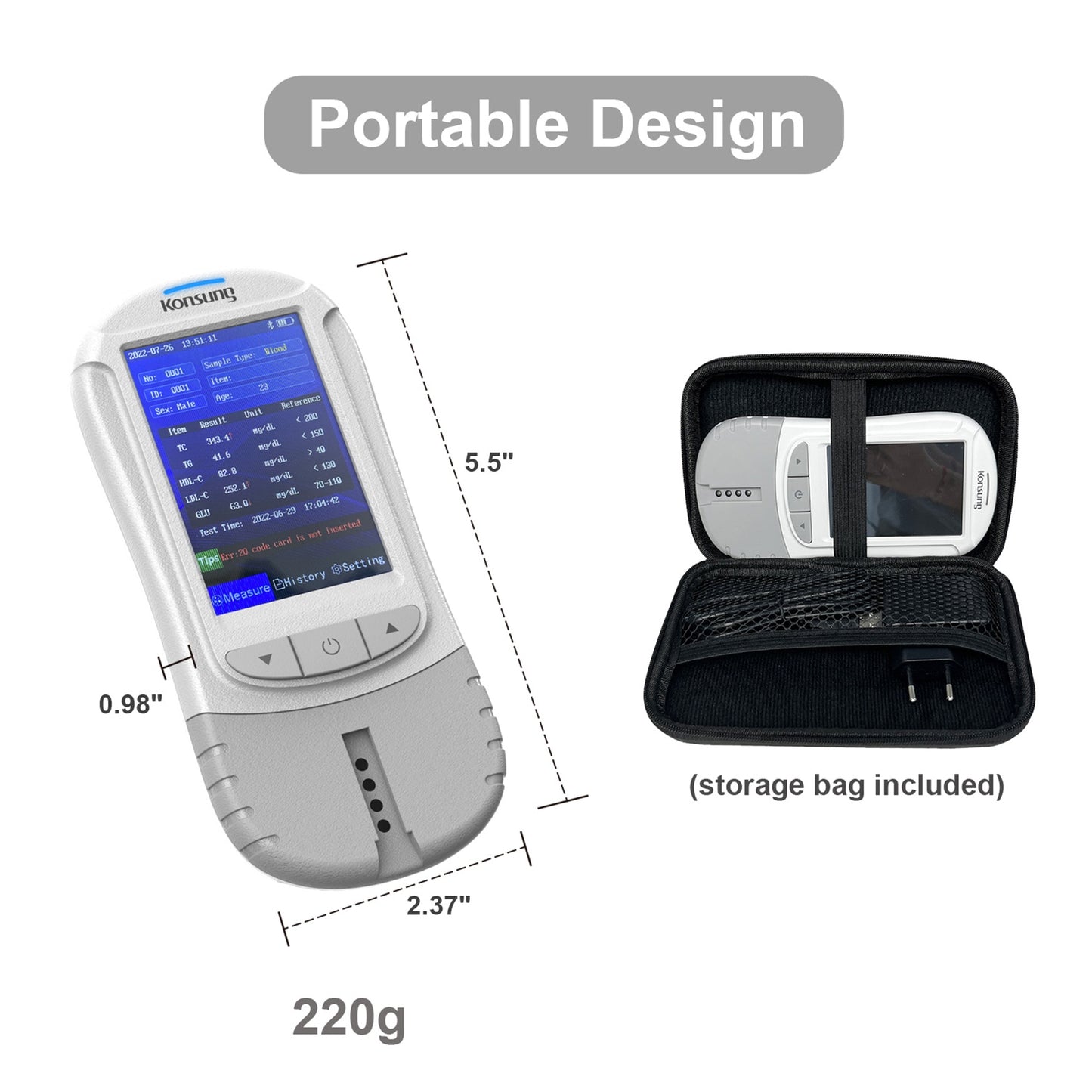 Konsung 6 In 1 Multi-Function Total Cholesterol Tester Uric Acid Diabetes and Lipid Analyzer Machine with 30PCS Test Strips