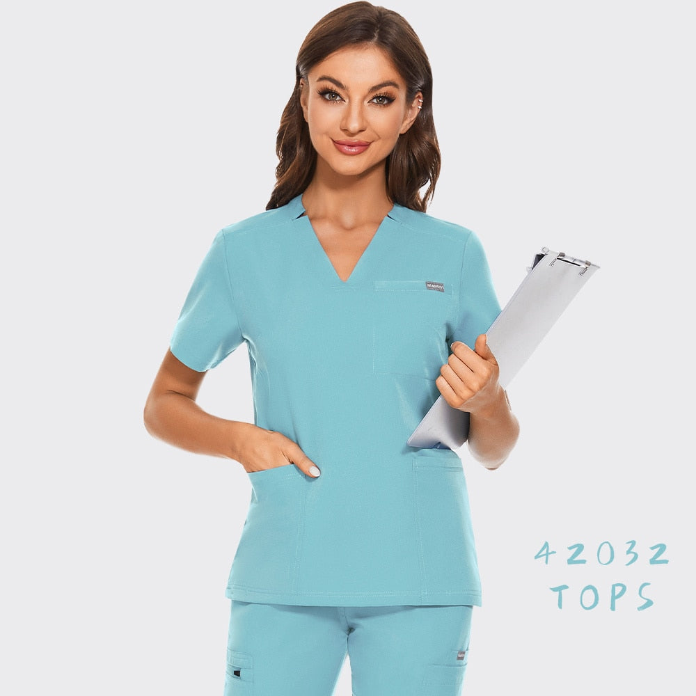 Nurse Uniform Scrubs Women Shirts Medical Scrubs Tops High Quality Men Pet Grooming Care Workwear Operating Room Surgical Blouse