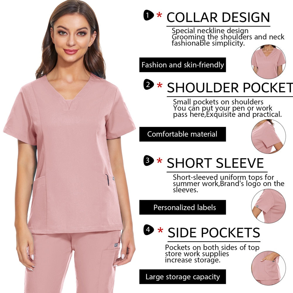 Medical Work Clothes Operating Room Uniform Nurse Uniform Dentistry Pharmacy Scrubs Blouse Women Overalls Hospital Scrub Shirt